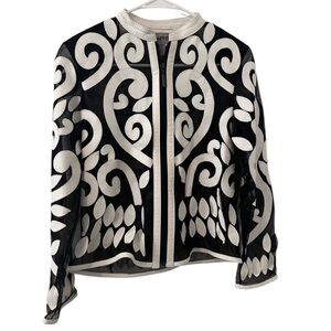 Natto White Leather Leaf Jacket Size Small